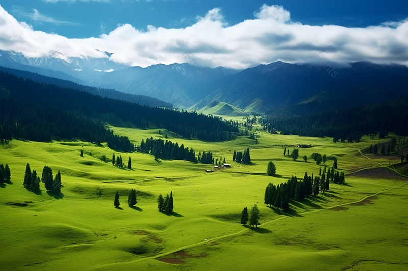 春天草长莺飞无边无际的绿色大草原摄影背景,高清,摄影图,摄影图片,图片大全,摄影图免费下载